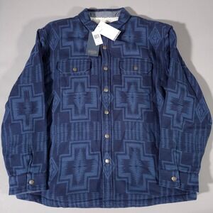 Pendleton Shirt Jacket Mens XXL Navy Harding Sherpa Lined Cotton RK591-81896